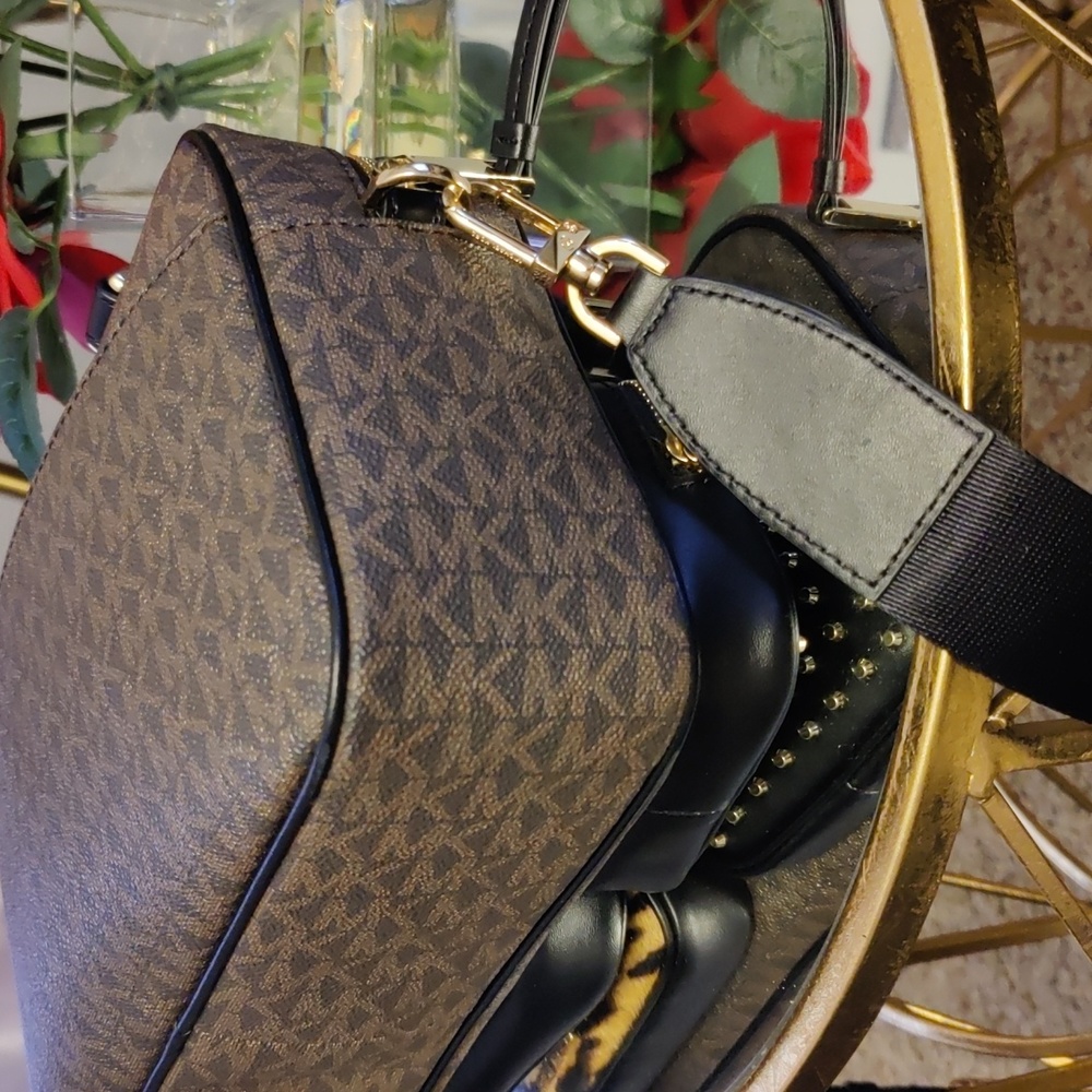 Michael Kors Collection Black and Brown Crossbody Bag - Picture 8 of 12